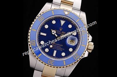 Clone Rolex Submariner Malaysia Blue Dial & Bezel Two-tone Bracelet Men's Dive Watch RSUB011 Video