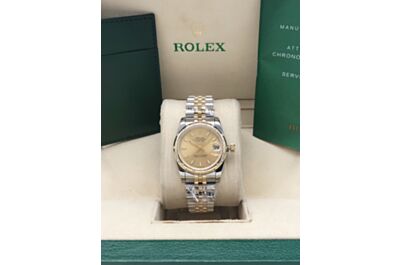 Rolex Classic Datejust Women'S Gold Stainless Steel Strap Swarovski Diamond Bezel Gold Dial High-End Watch   