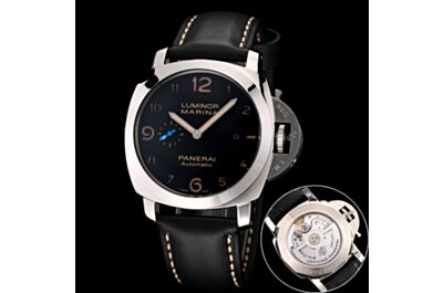 Panerai Luminor Marina Automatic Stainless Steel Case Black Dial Date Small Seconds Black Strap Watch