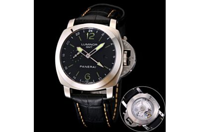  Panerai Luminor GMT Black Dial Sword-Shaped Hands Dual Hour Mark Date Small Seconds Watch