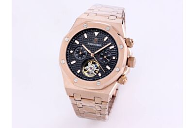 AP Royal Oak Watch Rhodium Grande Tapisserie Dial Hour & Minute & Second Counters Date Rose Gold Frosted Case & Strap