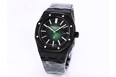  AP Royal Oak "Jumbo" Ultra-Thin Smoked Green Dial White Application Hour Mark Date Black Stainless Steel Case Watch