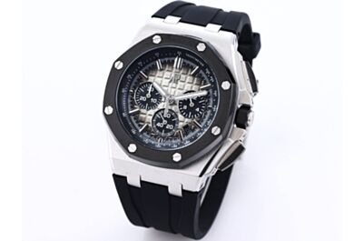 AP Royal Oak Offshore Smoky Gray MéGa Tapisserie Pattern Dial Date White Three-Dimensional Hour Markers Black Counters Black Bezel Stainless Steel Case