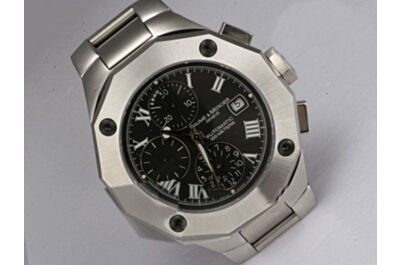 Swiss Baume&Mercier Riveria Chronograph White Gold Bezel Black Date Swiss Watch BM003