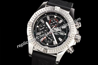 Breitling Chronograph Swiss Silver Index Bezel Men's Super Avenger II Black Dial Watch BNL039