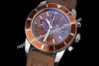Breitling Swiss Superocean 44 Heritage Gmt C1334112/BA84/437X/A20BA.1 Brown Special Chronograph Rubber Strap Watch BNL044