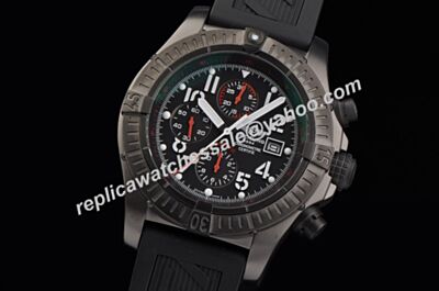 Swiss Breitling Avenger II All Black Steel Tachymeter Bezel Chrono Watch  BNL049