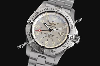 Breitling Avenger II Seawolf 24 Hours Siler Dial Tachymeter Bezel Swiss Watch 