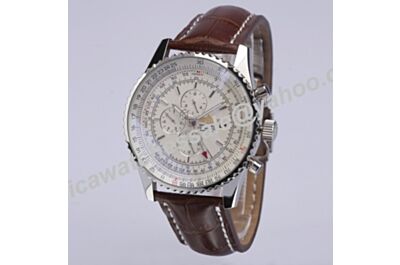 Breitling AB044121/G783/443X/A20BA Day Date Navitimer Brown Leather Strap Watch 