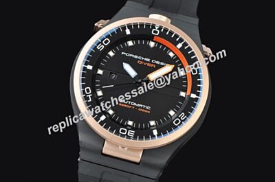 Men's Porsche Design P'6780 Diver  Black Edition Steel Bracelet Auto Date Watch 