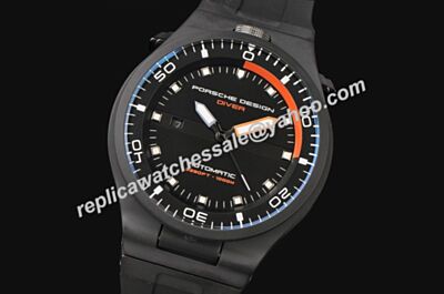 Mens Porsche Design P'6780 Diver All Black Luminous 46mm Auto Date Watch