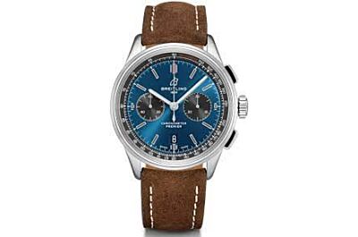 Breitling Premier Blue Dial Stainless Steel Case Minutes & Hours Counters Stick Hour Marker Watch AB0118A61C1X
