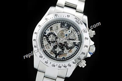 Superior Rolex Cosmograph Skeleton Face Daytona Stainless Steel 18K White Gold Watch