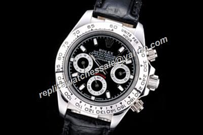 Rolex Cosmograph Daytona Black Dial Tachymeter Bezel SS Case Watch 