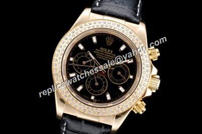 Elaborate Duplicate Rolex Cosmograph Daytona Diamonds Case Black Celebrity Watch