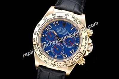 Rolex Panda Ref 116518 Blue Face Daytona Chronograph Design Oyster Watch 