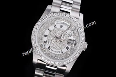 Rolex Pearlmaster 218399-83219 Platinum 18kt White Gold Paved Diamonds Day-date Watch