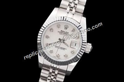Swiss Auto Movement Rolex Datejust Oyster Lady Diamond White Dial Watch 