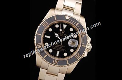 Rolex Stainless 116618LN-97208  Submariner 18K Gold Date Black Face Europe Diving Watch