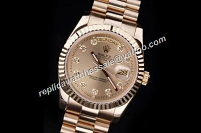 Rolex 118238A 36mm Diamond 18kt  Gold Day-date Glacier Steel Clone Watch 