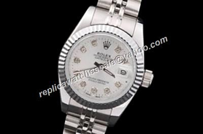 Rolex ladies Swiss Movement Datejust Diamond White Dial Watch