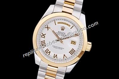Rolex 118205 Light Gold Bezel Day-Date Platinum 18k/SS 2-Tone Bracelet Watch