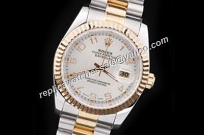 Swiss Rolex Datejust 36MM Chronometer Automatic 2-Tone White Mens Watch 