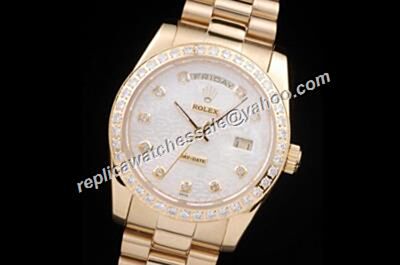 Rolex 118348 Diamonds Bezel Pearlmaster Day Date 18kt White Dial Watch Rep 