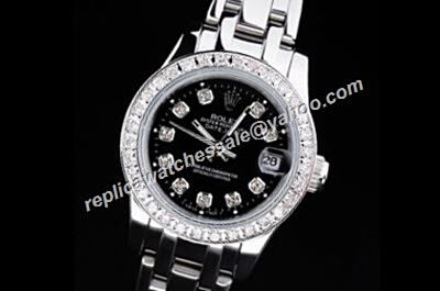 Ladies Rolex Oyster Pearlmaster 28mm Datejust 179384G Diamond Prezzo Black Watch