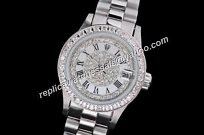 Rep Lady Rolex Pearlmaster Design Special Datejust Paved Diamonds Watch 