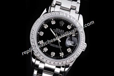 Rolex Datejust  Pearlmaster Diamonds Bezel 179384G63130BK Black Dial  Watch 