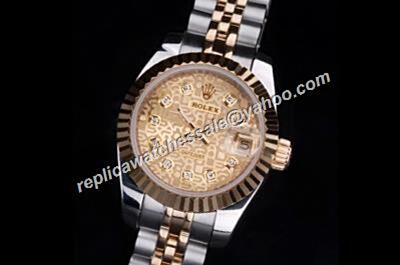 Rolex Datejust Diamond Markers Anniversary Pattern Face 116233 Ladies Gold Watch