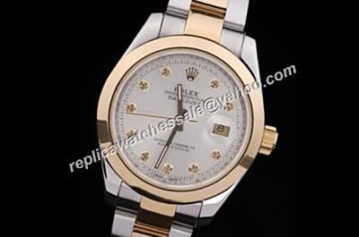 UK Rolex Datejust Diamond White Men's 2-Tone SS Band Watch