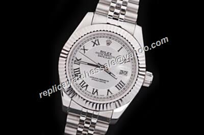 Duplicated Rolex Datejust SS Fluted Bezel Romen Mens Prezzo Del Silver Watch