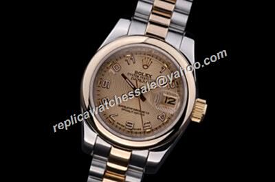 Rolex Datejust ladies 18k Steel Gold Face & Smooth Bezel Watch 