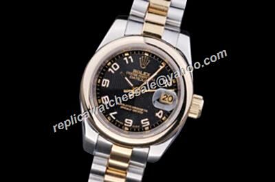 Duplicated Rolex Datejust Prezzo Yellow Gold Bezel Black Watch 