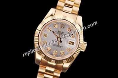 Rolex 116238 Datejust Diamond Gold Steel White Oyster Watch 