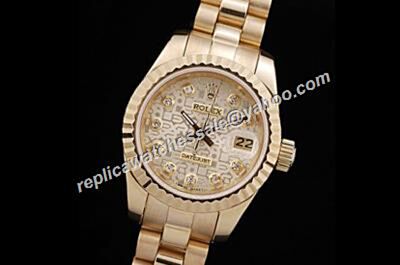 Rolex Anniversary Pattern 116238 Diamond Markers Datejust Ladies Gold Watch 