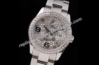 Rolex Pearlmaster Datejust 116244 Floral Motif  Diamond 36mm Grey Watch 