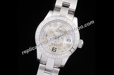 Rolex Women's Datejust Pearlmaster Floral Motif Prezzo Del Silver Watch