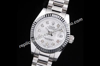 Rolex Datejust San Francisco Oyster  ladies Diamond White Face Watch Copy 