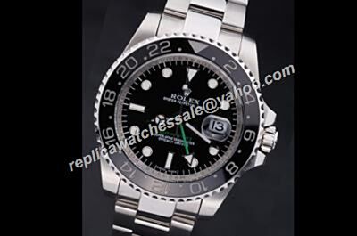 Cheap Mens Rolex Gmt Master Ii Green Hand Black Dial Steel 24 Hours Traveler Watch Rep