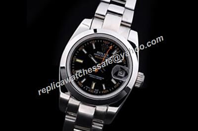 Luxury Rolex Milgauss Black Dial Orange Hand Steel Ladies Watch