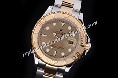2017 Rolex 42mm 16623 SS/Platinum Yachtmaster Gold Dial Men's Automatic Watch