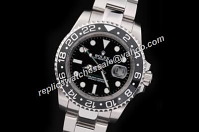 Swiss Rolex GMT Master II Black Dial Pepsi Bezel Stainless 40mm Watch