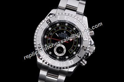 Rolex 116680 Yacht-Master II 18k Silver Steel &  Black Face Automatic Men's Watch  