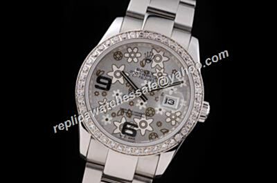 Rolex Datejust Pearlmaster Ref 116244 Mens Diamond Floral Motif Grey Watch 