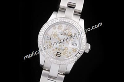 Rolex Datejust Pearlmaster 116200 Floral Motif Face Ladies White Diamond Watch