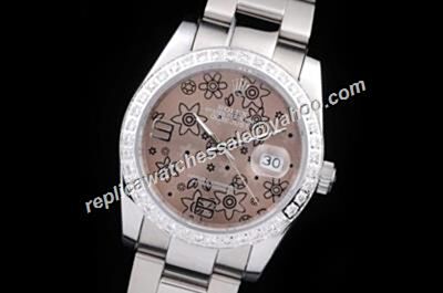 Rolex Pearlmaster Ladies 116200 Floral Motif pattern Brown Dial Watch 