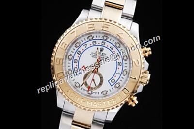Rolex New Yacht-Master II Gold Steel Bezel White Face Automatic Watch